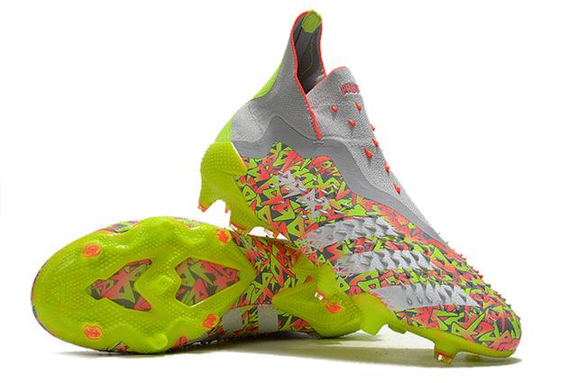 Chuteira Campo Adidas Predator Freak+ FG Clear Grey/White/Solar Yellow - Cano Alto - Loja da Seven Oficial