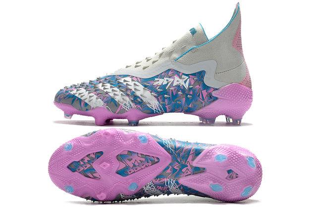 Chuteira Campo Adidas Predator Freak + FG Grey/Blue/Pink - Cano Alto - Loja da Seven Oficial