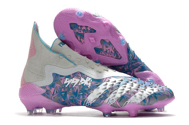 Chuteira Campo Adidas Predator Freak + FG Grey/Blue/Pink - Cano Alto - Loja da Seven Oficial