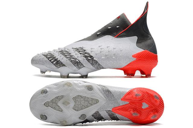 Chuteira Campo Adidas Predator Freak+ FG White/Iron Metallic/Solar Red - Cano Alto - Loja da Seven Oficial