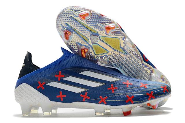 Chuteira Campo Adidas X SpeedFlow FG Azul e Bolinhas - Loja da Seven Oficial