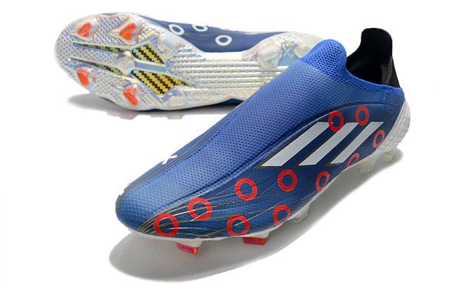 Chuteira Campo Adidas X SpeedFlow FG Azul e Bolinhas - Loja da Seven Oficial