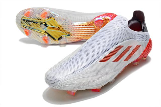 Chuteira Campo Adidas X SpeedFlow FG Branco e Laranja - Loja da Seven Oficial