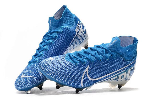 Chuteira Campo Nike Mercurial Superfly 7 Elite SG-PRO Anti Clog Azul/Branco - Cano Alto - Loja da Seven Oficial