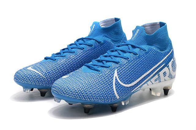 Chuteira Campo Nike Mercurial Superfly 7 Elite SG-PRO Anti Clog Azul/Branco - Cano Alto - Loja da Seven Oficial