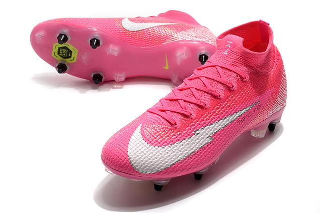 Chuteira Campo Nike Mercurial Superfly 7 Elite SG-PRO Anti Clog Rosa - Cano Alto - Loja da Seven Oficial