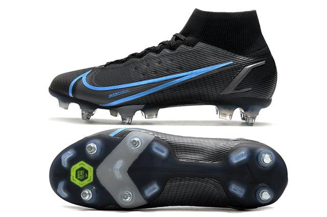 Chuteira Campo Nike Mercurial Superfly VIII Elite SG PRO Anti Clog Black/Blue - Cano Alto - Loja da Seven Oficial