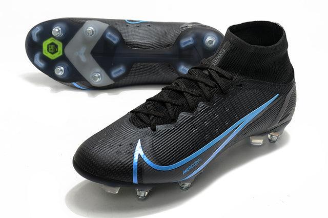 Chuteira Campo Nike Mercurial Superfly VIII Elite SG PRO Anti Clog Black/Blue - Cano Alto - Loja da Seven Oficial