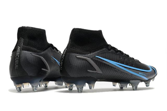 Chuteira Campo Nike Mercurial Superfly VIII Elite SG PRO Anti Clog Black/Blue - Cano Alto - Loja da Seven Oficial