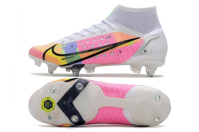 Chuteira Campo Nike Mercurial Superfly VIII Elite SG PRO Anti Clog White/Rosa - Cano Alto - Loja da Seven Oficial