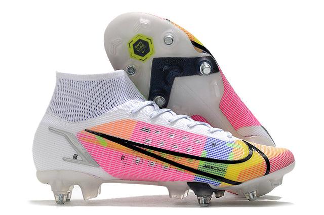 Chuteira Campo Nike Mercurial Superfly VIII Elite SG PRO Anti Clog White/Rosa - Cano Alto - Loja da Seven Oficial