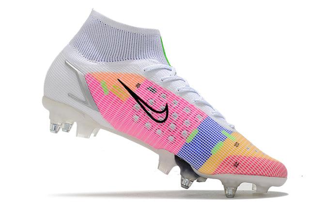 Chuteira Campo Nike Mercurial Superfly VIII Elite SG PRO Anti Clog White/Rosa - Cano Alto - Loja da Seven Oficial