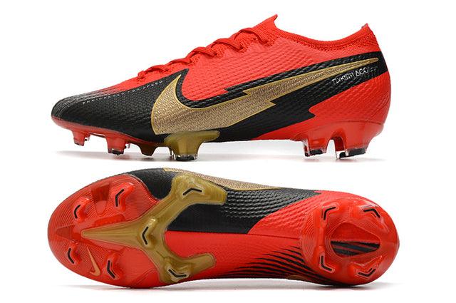 Chuteira Campo Nike Mercurial Vapor 13 Elite FG Red/Black/Gold - Low - Loja da Seven Oficial