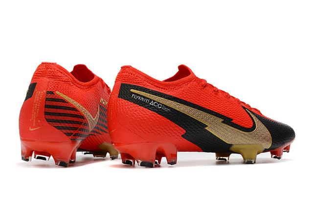 Chuteira Campo Nike Mercurial Vapor 13 Elite FG Red/Black/Gold - Low - Loja da Seven Oficial