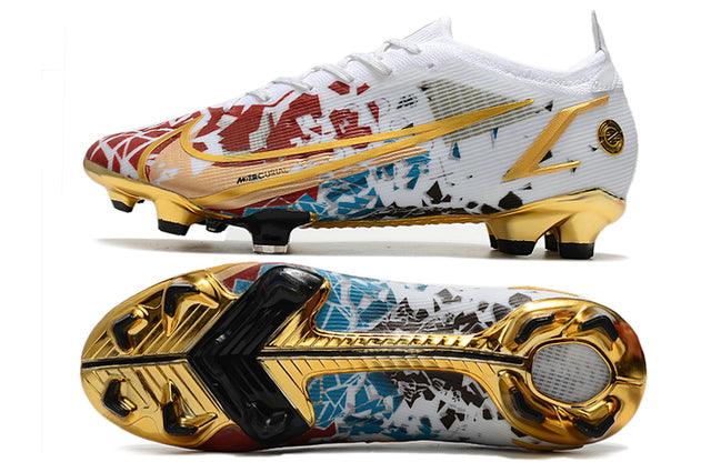 Chuteira Campo Nike Mercurial Vapor 14 Elite FG Gold/Red - Low - Loja da Seven Oficial