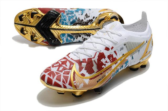 Chuteira Campo Nike Mercurial Vapor 14 Elite FG Gold/Red - Low - Loja da Seven Oficial