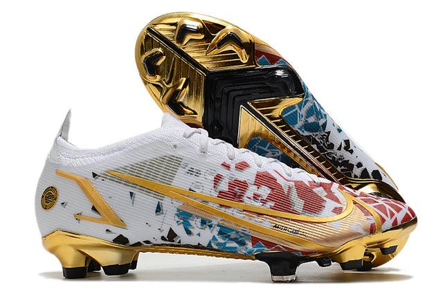 Chuteira Campo Nike Mercurial Vapor 14 Elite FG Gold/Red - Low - Loja da Seven Oficial