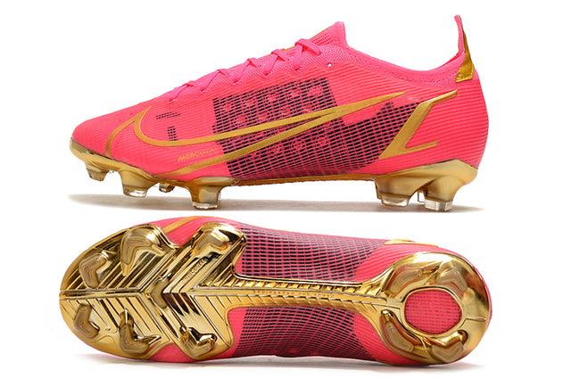 Chuteira Campo Nike Mercurial Vapor 14 Elite FG Rosa/Gold - Low - Loja da Seven Oficial