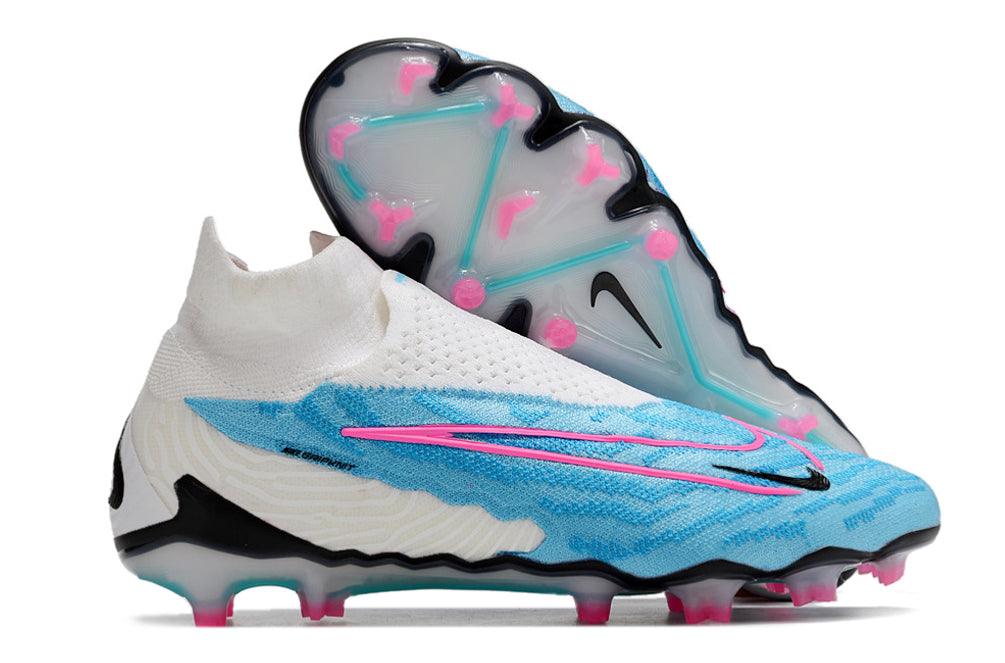 Chuteira Campo Nike Phantom GX Elite FG Branco/Azul - Cano Alto - Loja da Seven Oficial