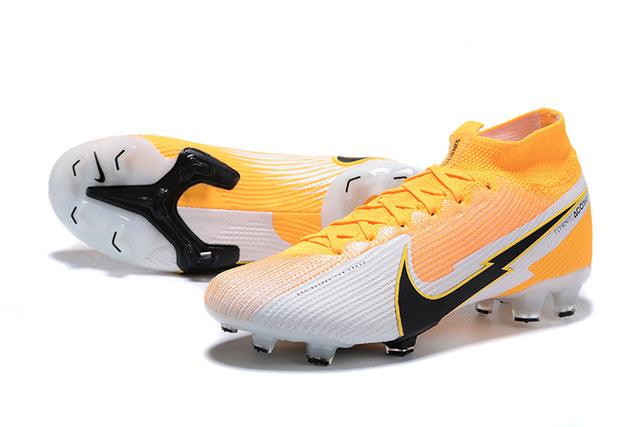 Chuteira Campo Nike Superfly 7 Elite SE FG Branco e Laranja - Cano Alto - Loja da Seven Oficial