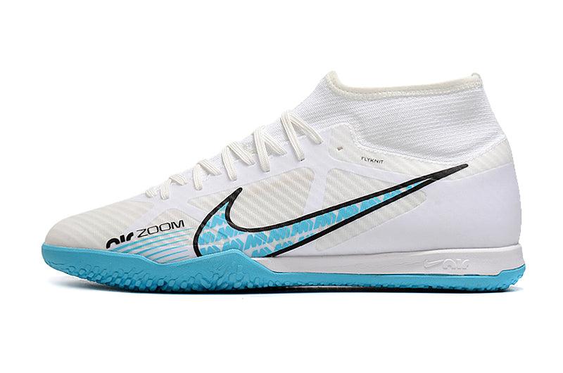 Chuteira Futsal Nike Air Zoom Superfly 9 TF - Branco/Azul - Cano Alto - Loja da Seven Oficial