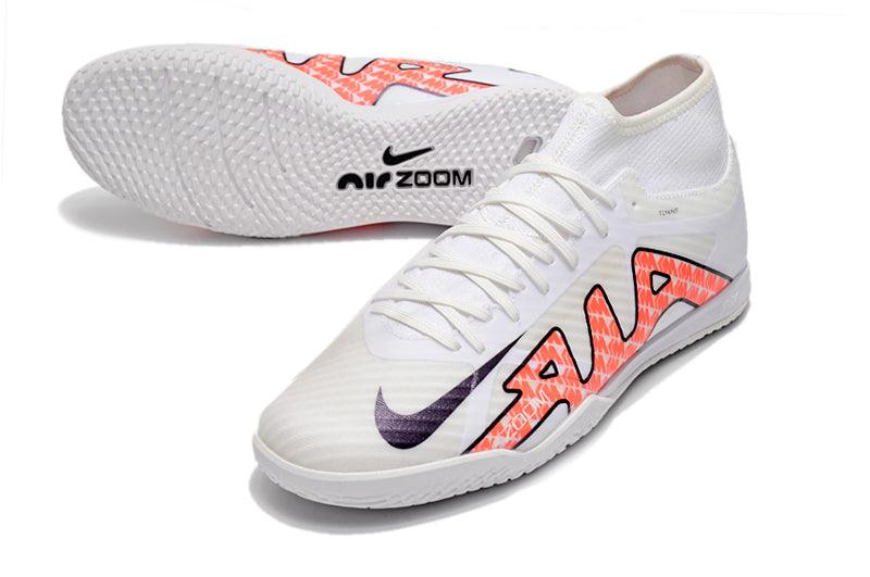 Chuteira Futsal Nike Air Zoom Superfly 9 TF - Branco/Laranja - Cano Alto - Loja da Seven Oficial