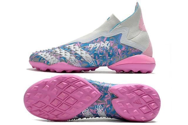 Chuteira Society Adidas Predator Freak + FG White/Blue/Pink - Cano Alto - Loja da Seven Oficial