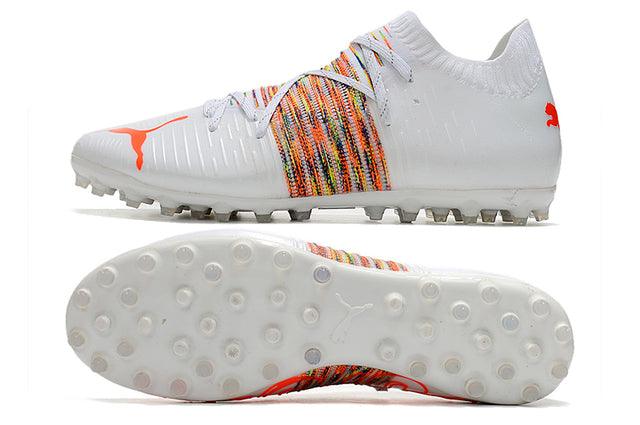 Chuteira Society Puma Future Z FG White/Orange - Low - Loja da Seven Oficial