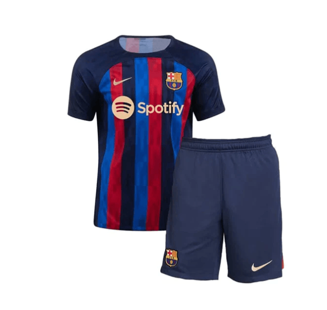 Conjunto Infantil Barcelona Home 22/23 - Azul e Grená - Loja da Seven Oficial