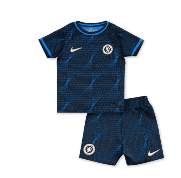 Conjunto Infantil Chelsea Away 23/24 - Azul Marinho - Loja da Seven Oficial