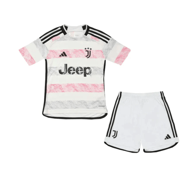 Conjunto Infantil Juventus Away 23/24 - Branco - Loja da Seven Oficial