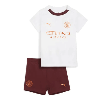 Conjunto Infantil Manchester City Away 23/24 - Branco - Loja da Seven Oficial