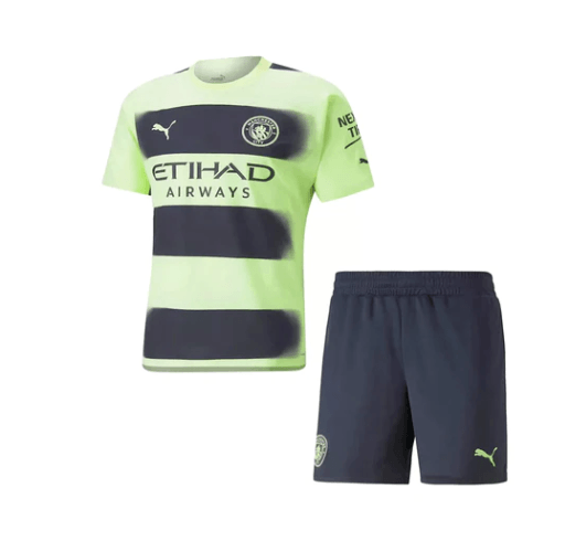 Conjunto Infantil Manchester City Third 22/23 - Verde - Loja da Seven Oficial