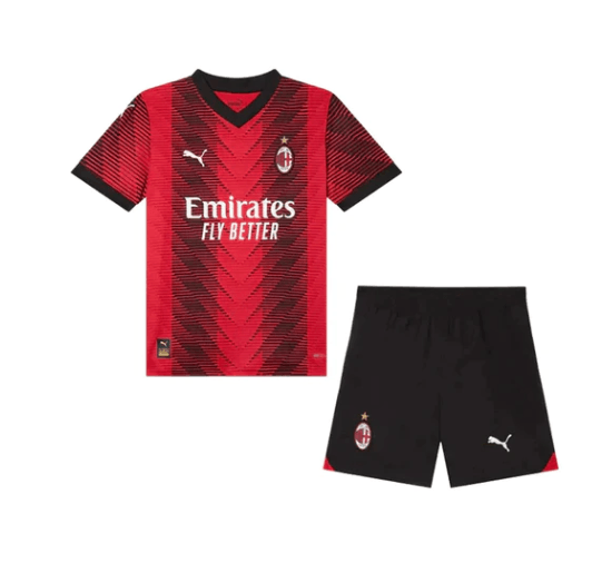 Conjunto Infantil Milan Home 23/24 - Vermelho e Preto - Loja da Seven Oficial