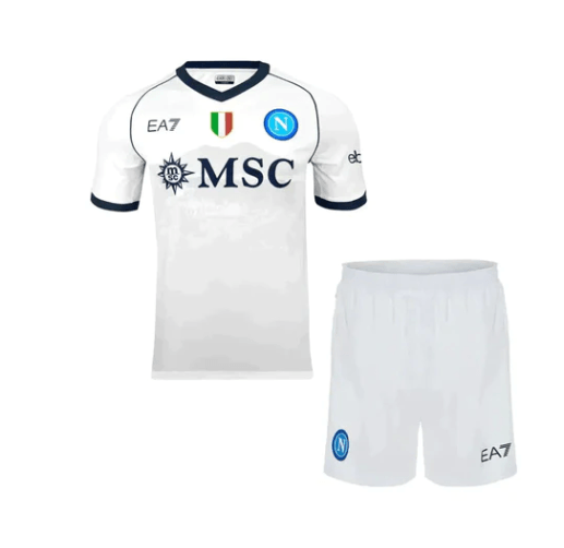 Conjunto Infantil Napoli Away 23/24 - Branco - Loja da Seven Oficial