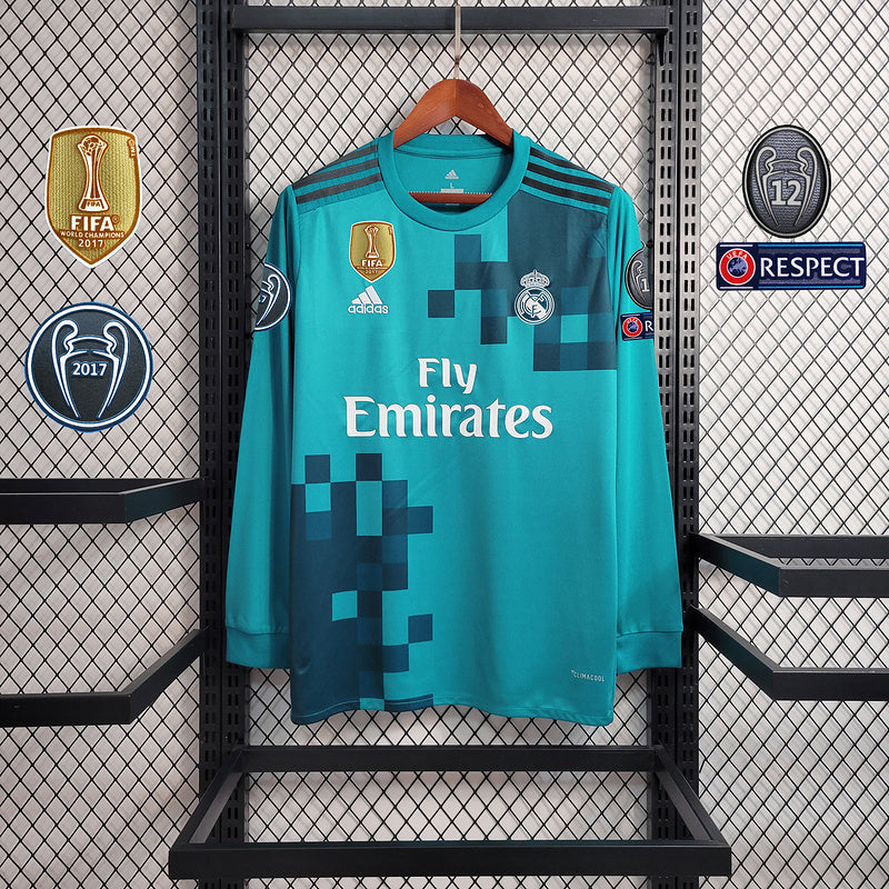 Camisa Retro Manga Longa Real Madrid II 17/18 - Com Patch