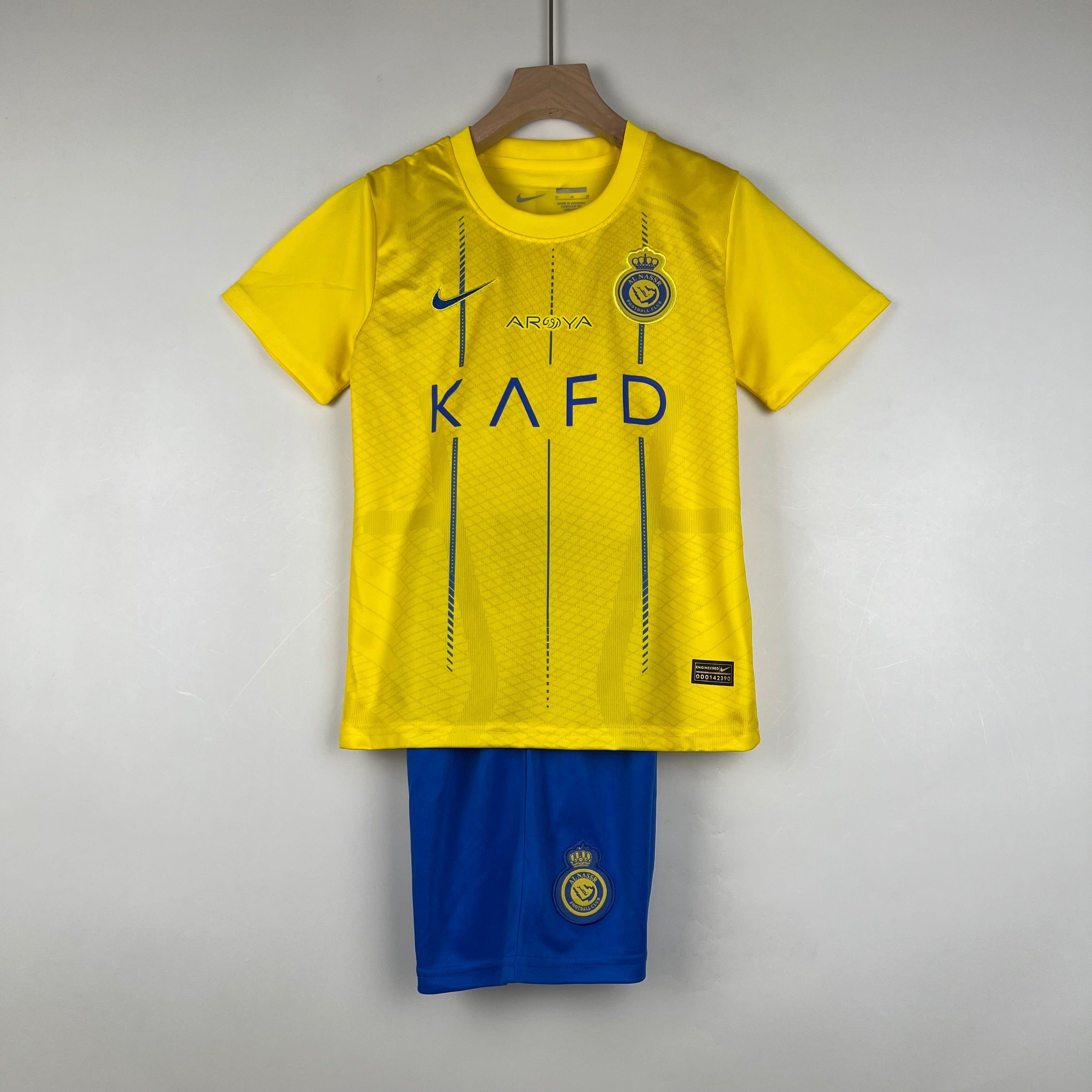 Kit Infantil Al Nassr I 23/24 - Amarela - Loja da Seven Oficial