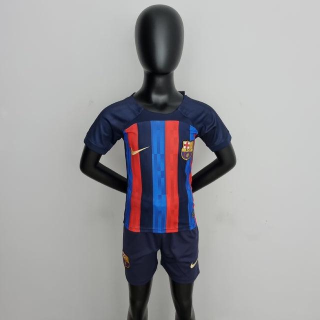 Kit Infantil Barcelona 22/23 Nike - Azul e Vermelho - Loja da Seven Oficial