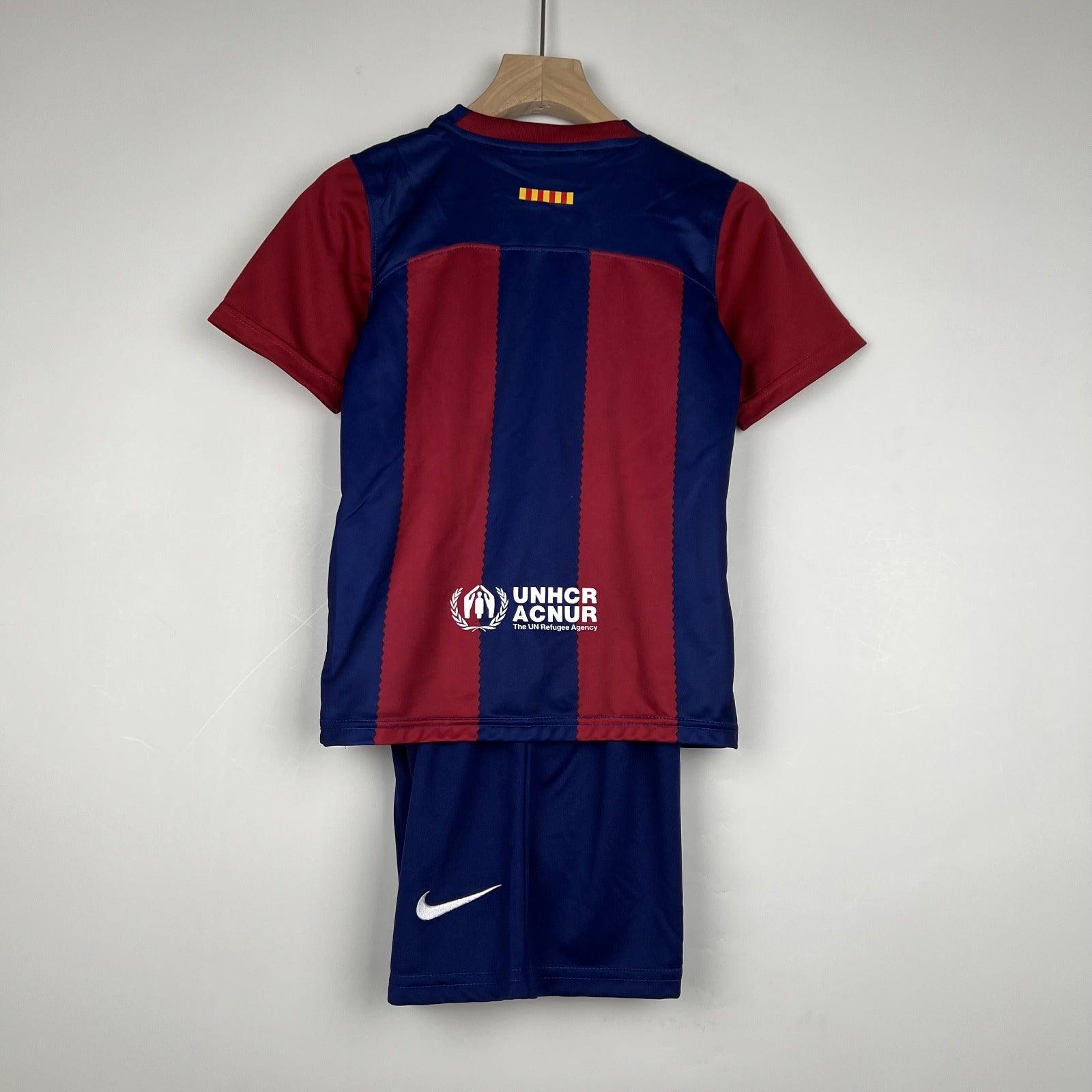 Kit Infantil Barcelona I 23/23 Nike - Azul e Grená - Loja da Seven Oficial