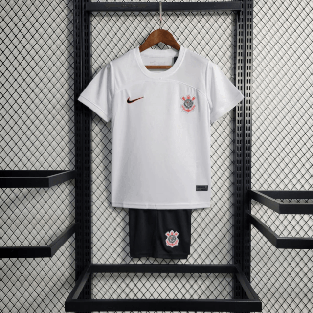 Kit Infantil Nike Corinthians Away 2023/24 - Branca - Loja da Seven Oficial