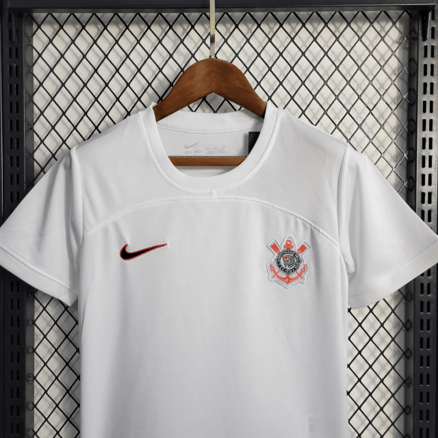 Kit Infantil Nike Corinthians Away 2023/24 - Branca - Loja da Seven Oficial