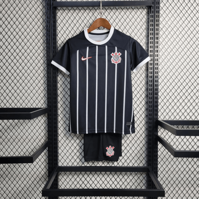 Kit Infantil Nike Corinthians Home 2023/24 - Preta - Loja da Seven Oficial